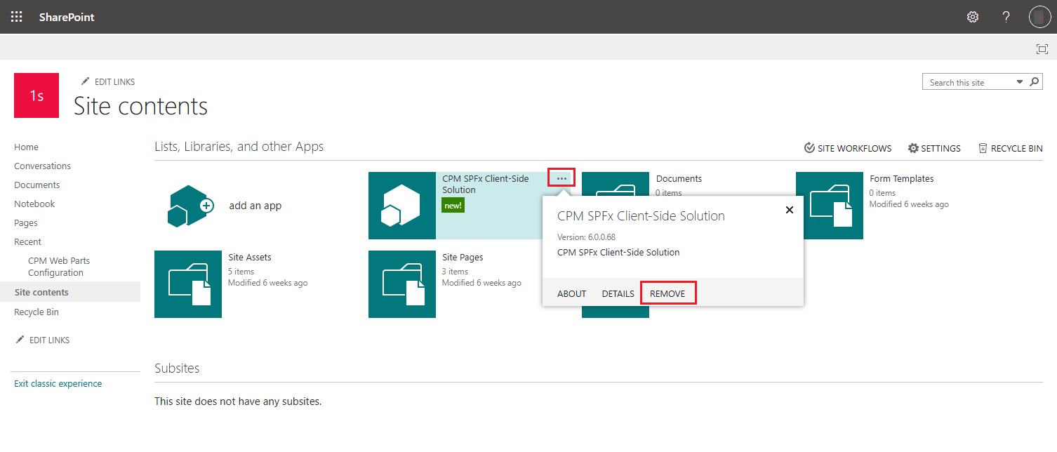 Remove CPM SPFx Client-Side Solution. Remove CPM SPFx Client-Side Solution.