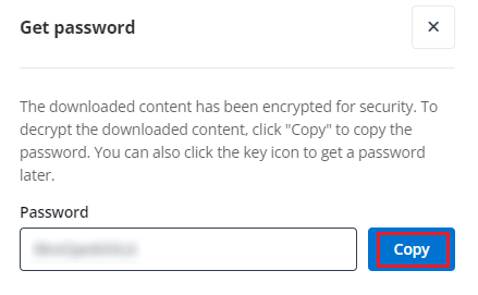 Clicking "Copy" to copy the password.