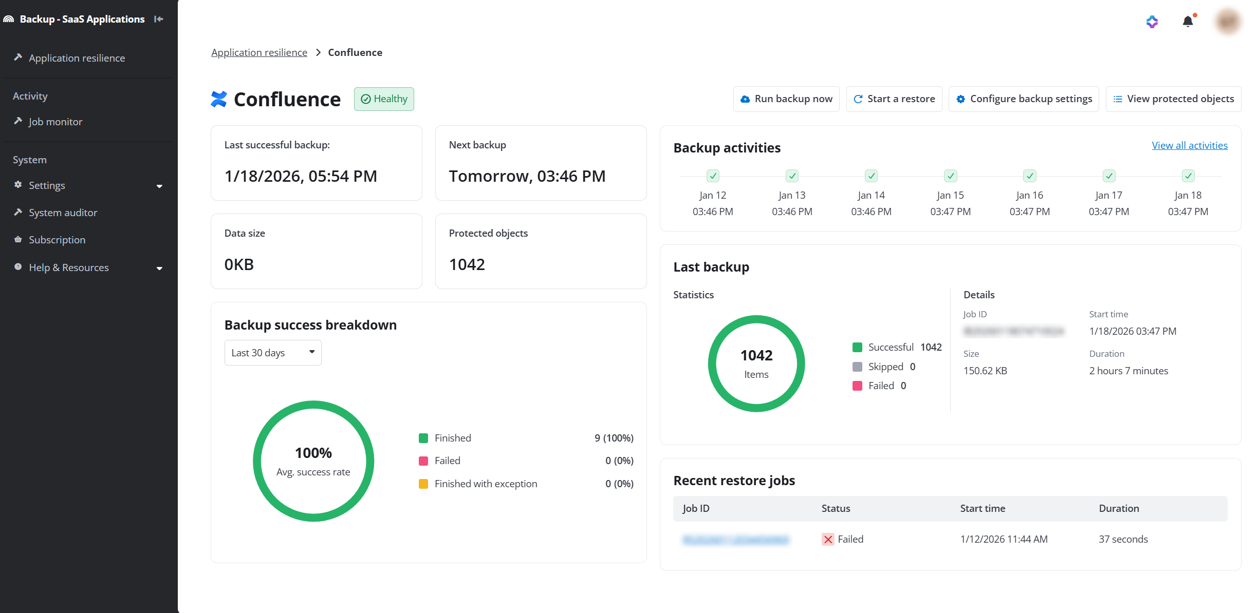 View backup and restore details.