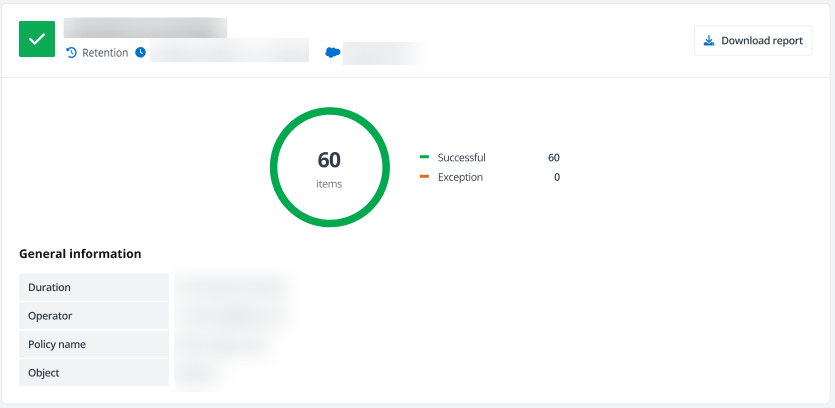 The retention job details page.