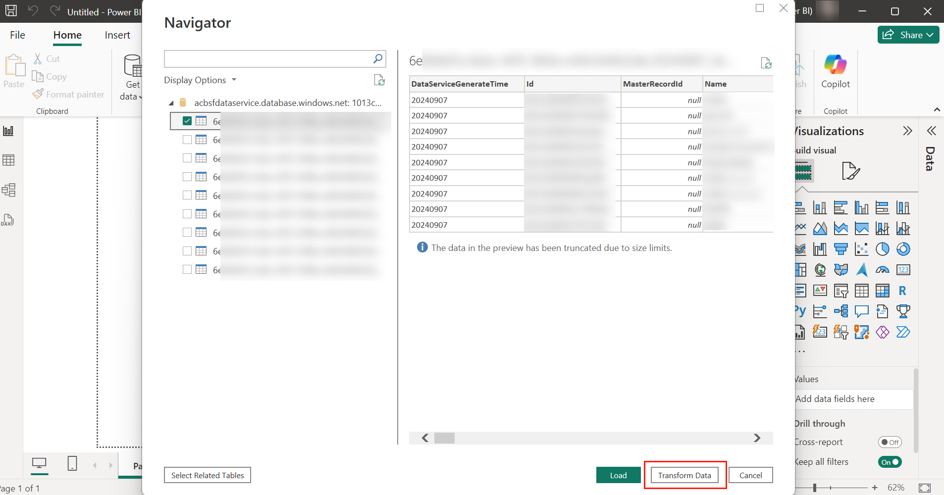 Transform Data.