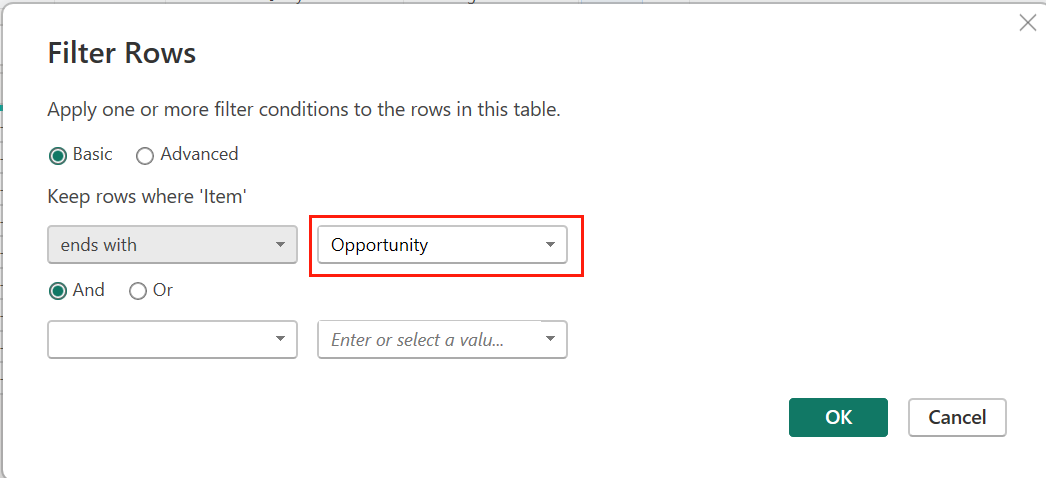 Enter an object to filter the data.
