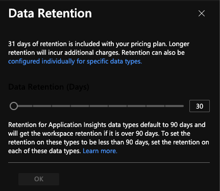 Adjust the retention period as desired. Adjust the retention period as desired.