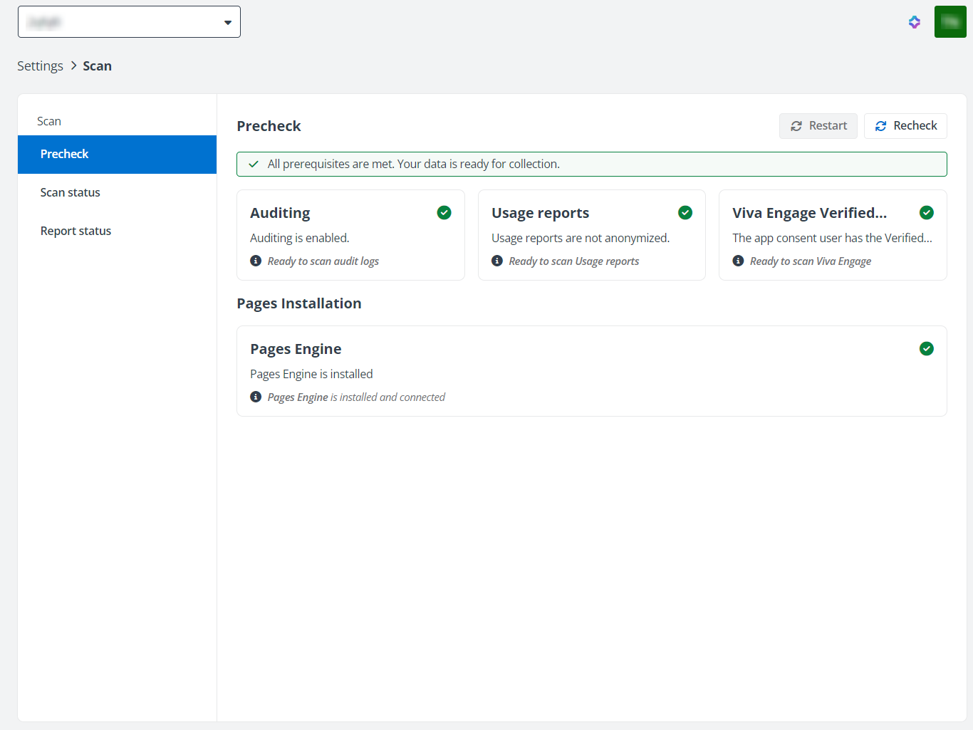 The Precheck page.