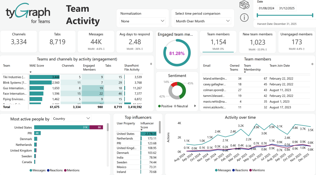 The Team Activity report. The Team Activity report.
