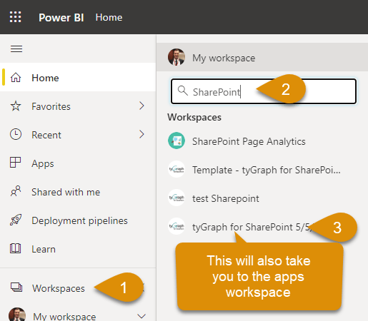 Click Workspace name. Click Workspace name.