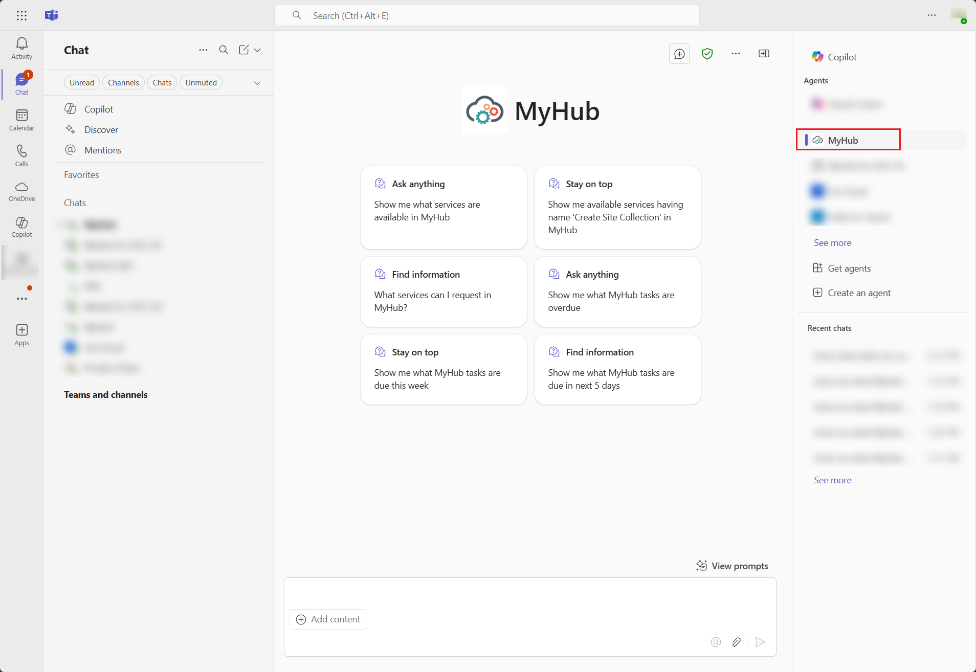 MyHub の選択 MyHub の選択