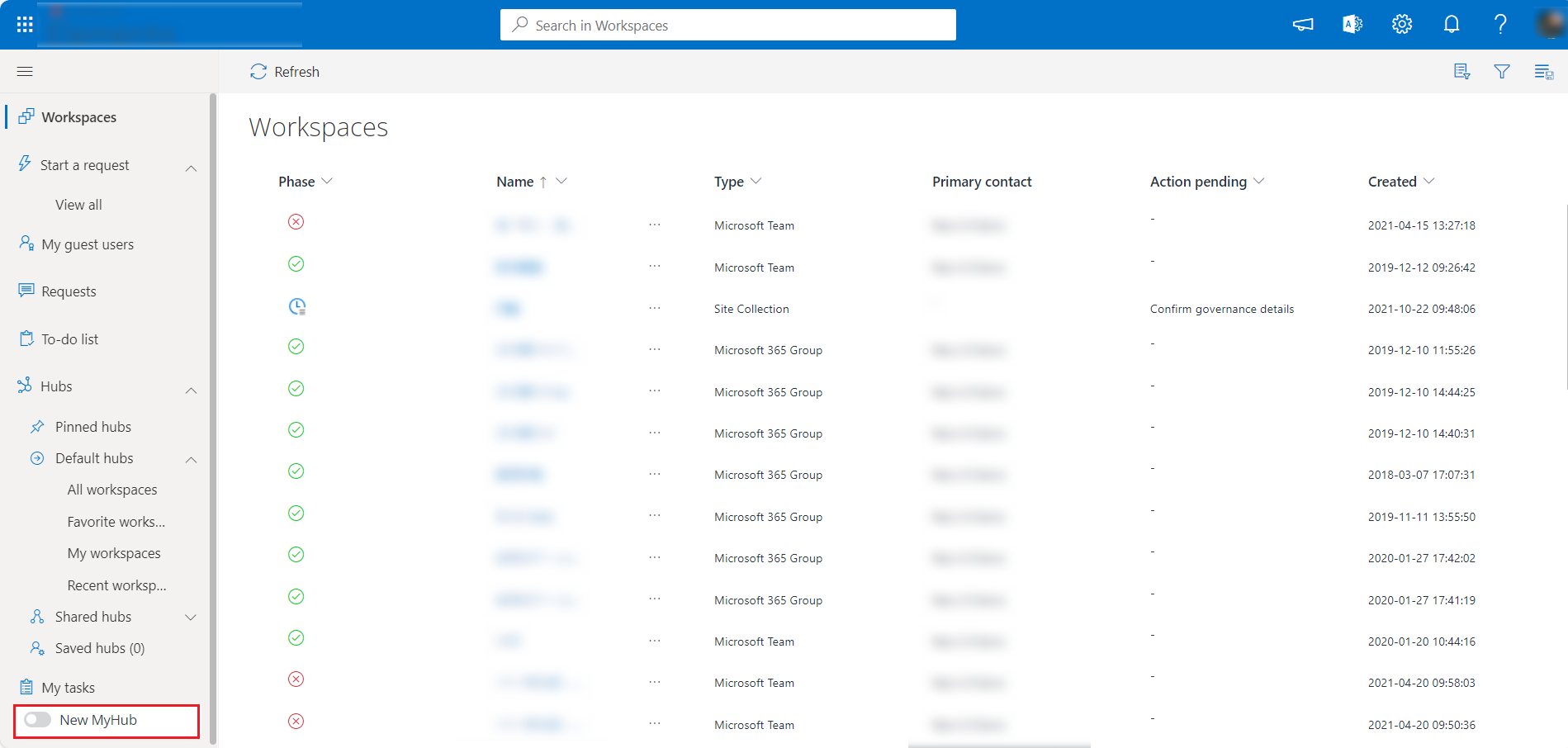 MyHub Web ポータル内の新しい MyHub スイッチ MyHub Web ポータル内の新しい MyHub スイッチ