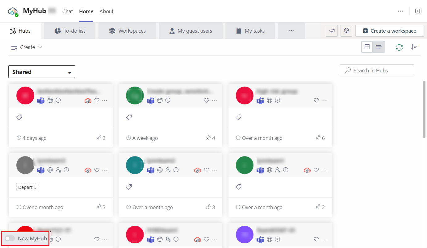 MyHub Teams アプリ内の新しい MyHub スイッチ MyHub Teams アプリ内の新しい MyHub スイッチ