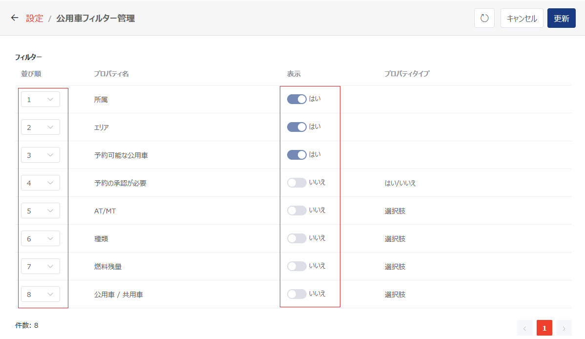 公用車フィルター管理