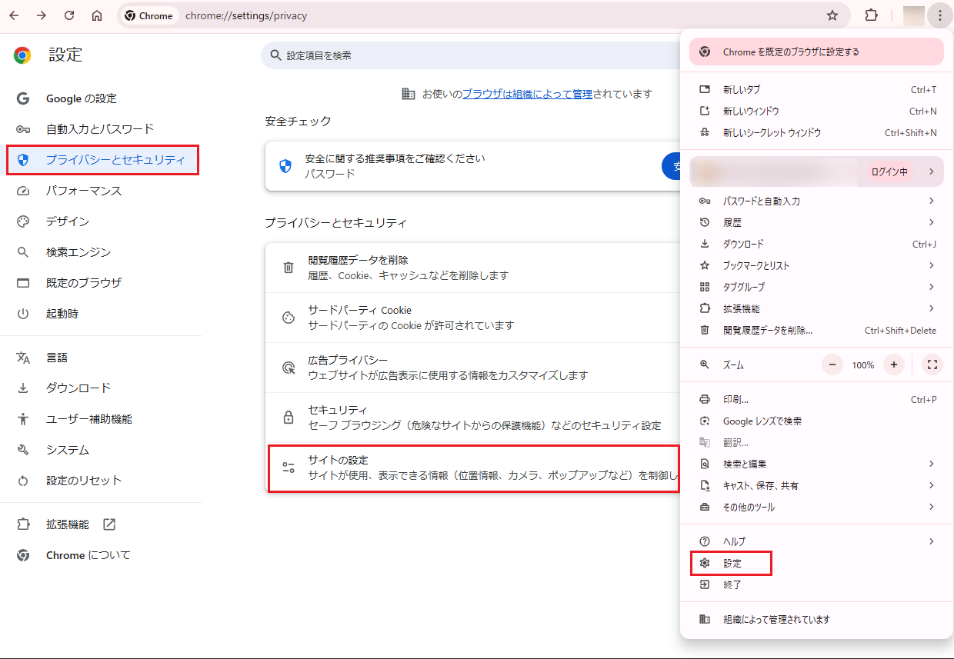 プライバシーとセキュリティ