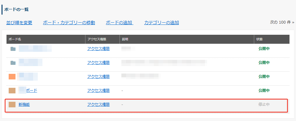 停止中のボード 停止中のボード