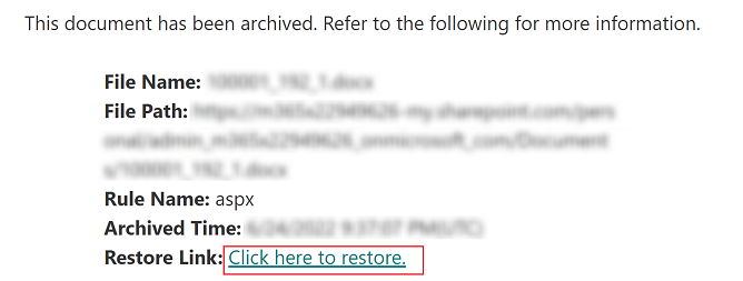 リストア リンクをクリックして、ファイルのリストア ページを開きます。 リストア リンクをクリックして、ファイルのリストア ページを開きます。